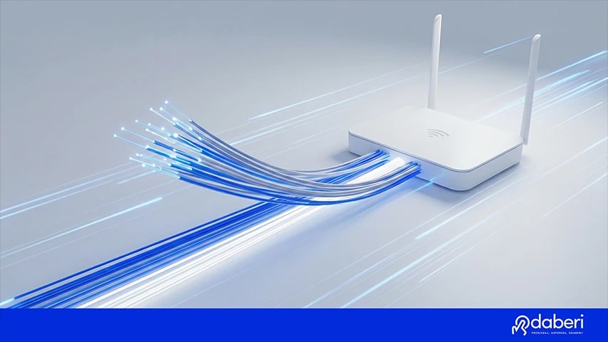 Internet router with optic fibers